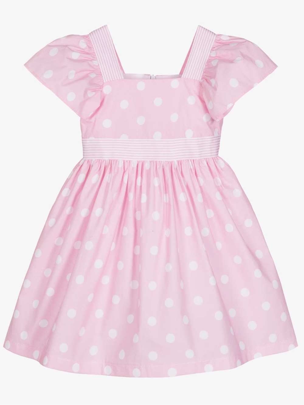 Balloon Chic girls pink & white cotton polka dot dress